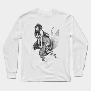 Elegent Mermaid (B&W- full transparent) Long Sleeve T-Shirt